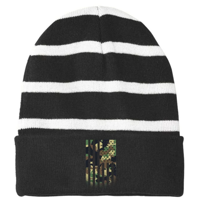 US flag military Striped Beanie with Solid Band