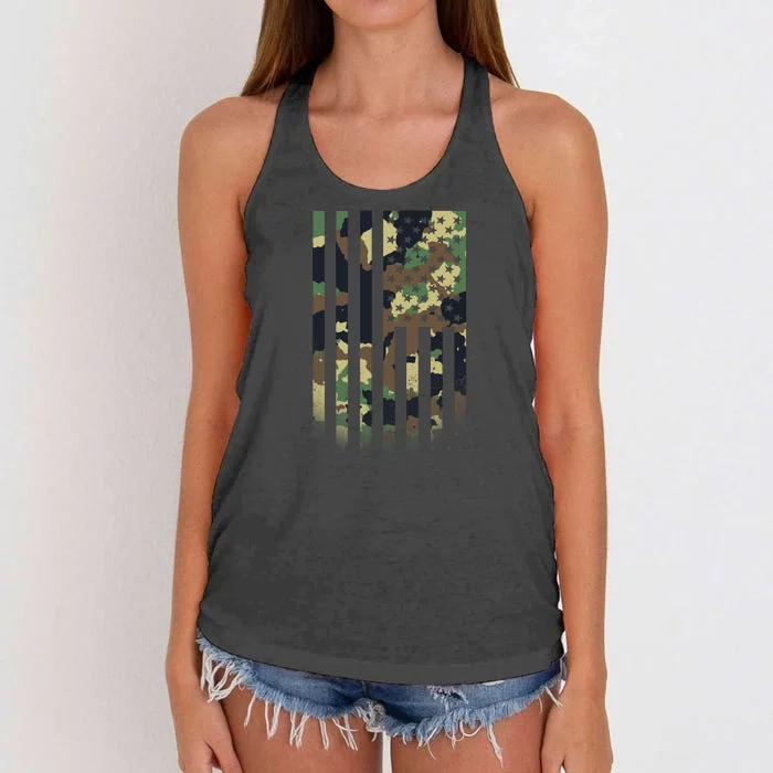 US flag military Women's Knotted Racerback Tank