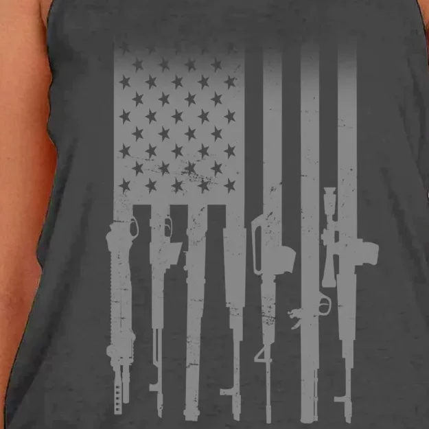 US Gun Flag Women's Knotted Racerback Tank