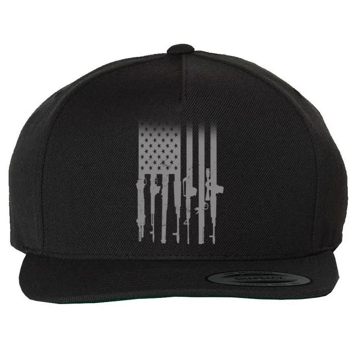 US Gun Flag Wool Snapback Cap