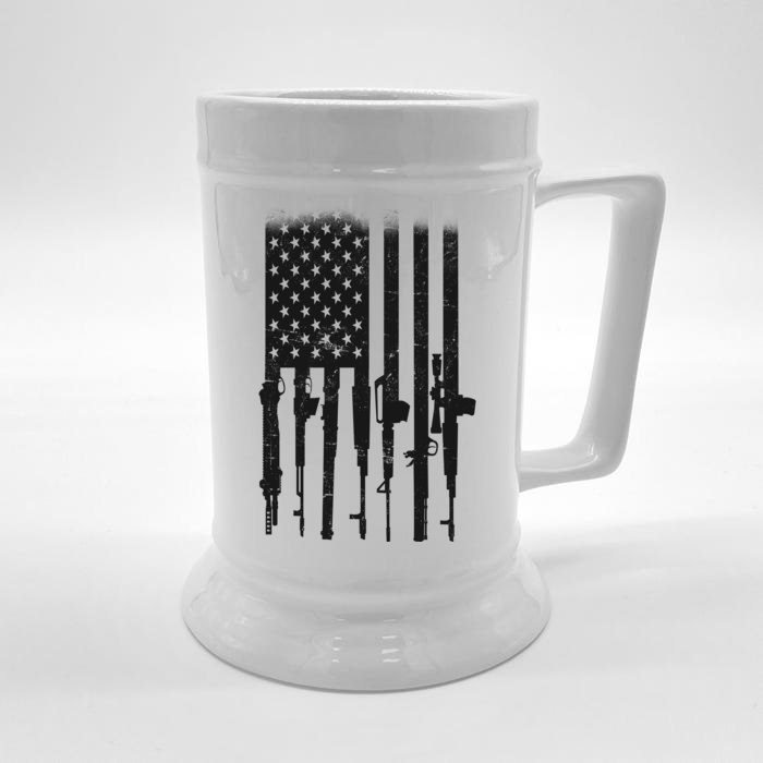 US Gun Flag Front & Back Beer Stein