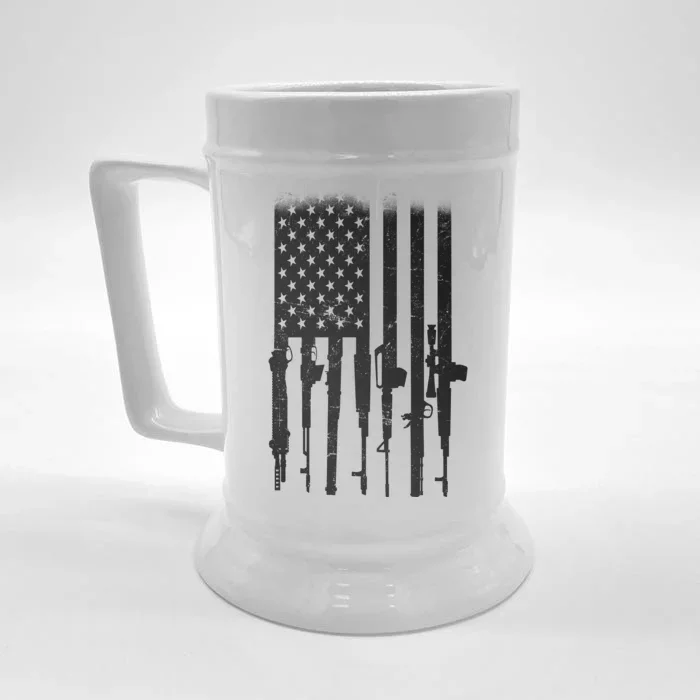 US Gun Flag Front & Back Beer Stein