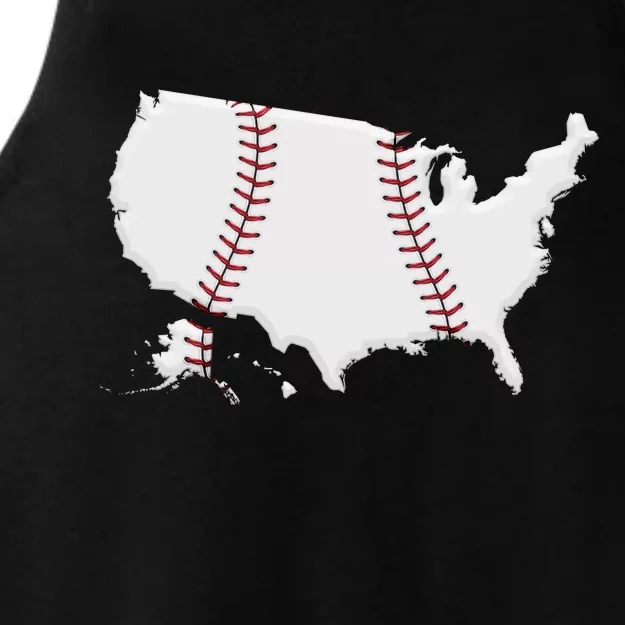 US Map American Baseball Ladies Tri-Blend Wicking Tank