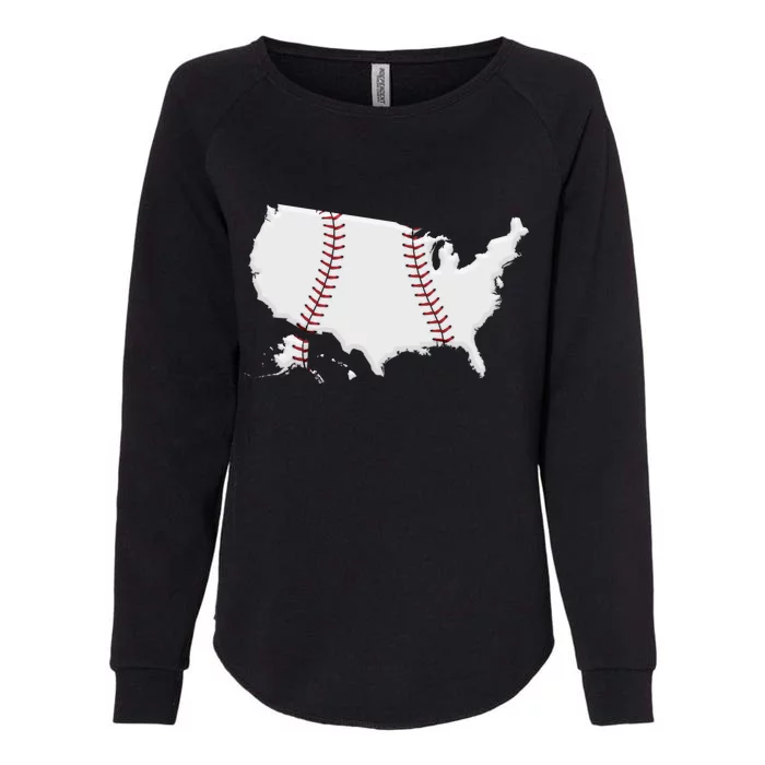 US Map American Baseball Womens California Wash Sweatshirt