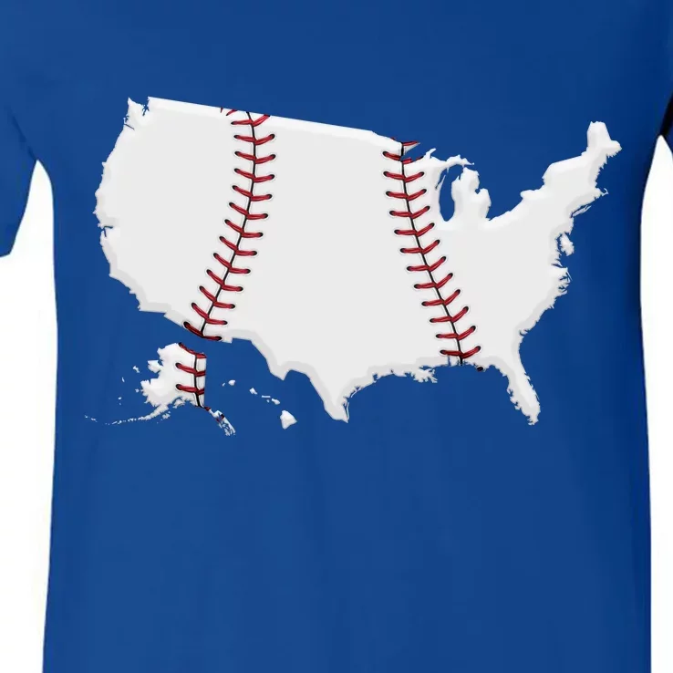 US Map American Baseball V-Neck T-Shirt