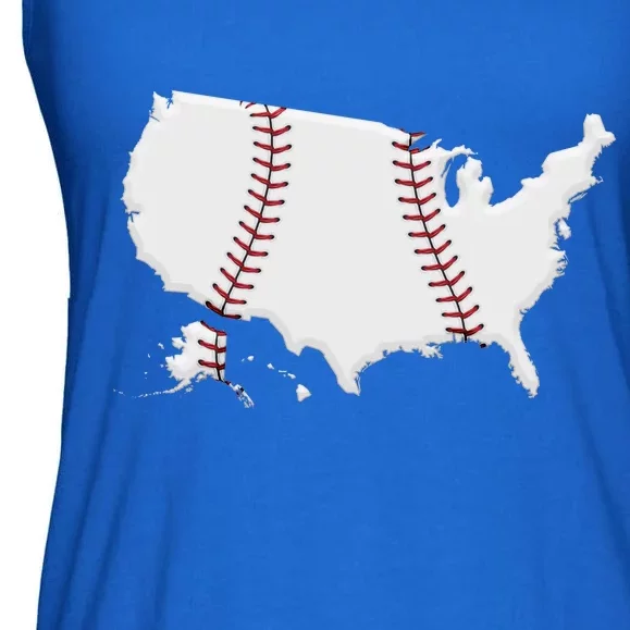 US Map American Baseball Ladies Essential Flowy Tank