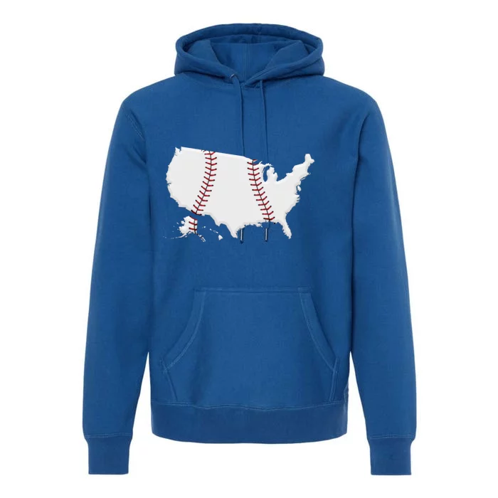 US Map American Baseball Premium Hoodie