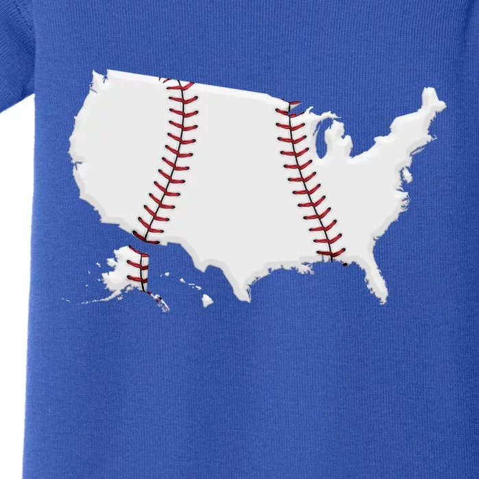 US Map American Baseball Baby Bodysuit