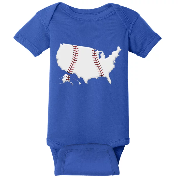 US Map American Baseball Baby Bodysuit