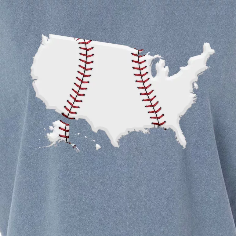 US Map American Baseball Garment-Dyed Women's Muscle Tee