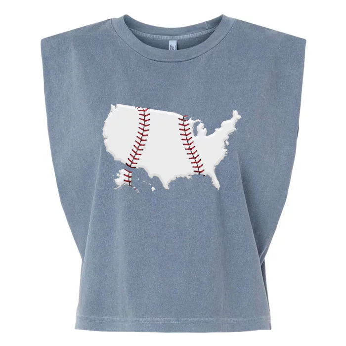 US Map American Baseball Garment-Dyed Women's Muscle Tee