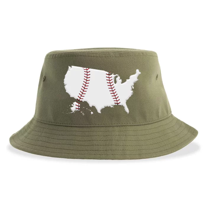 US Map American Baseball Sustainable Bucket Hat