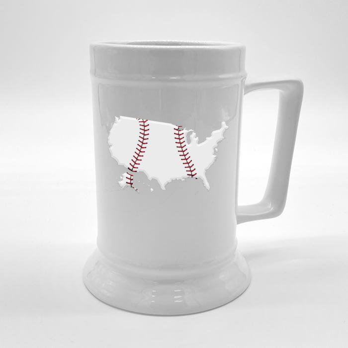 US Map American Baseball Front & Back Beer Stein