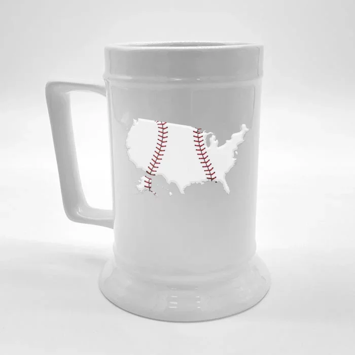 US Map American Baseball Front & Back Beer Stein