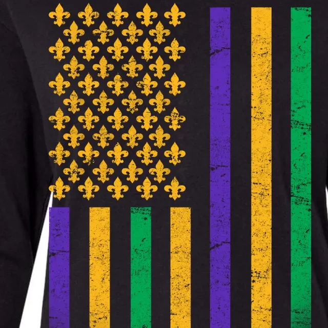 US Mardi Gras Flag Celebration Womens Cotton Relaxed Long Sleeve T-Shirt