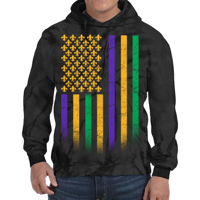 US Mardi Gras Flag Celebration Tie Dye Hoodie