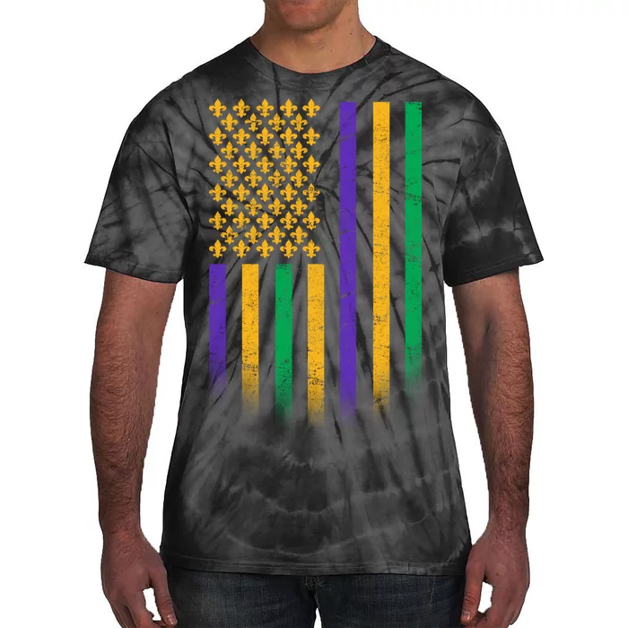 US Mardi Gras Flag Celebration Tie-Dye T-Shirt