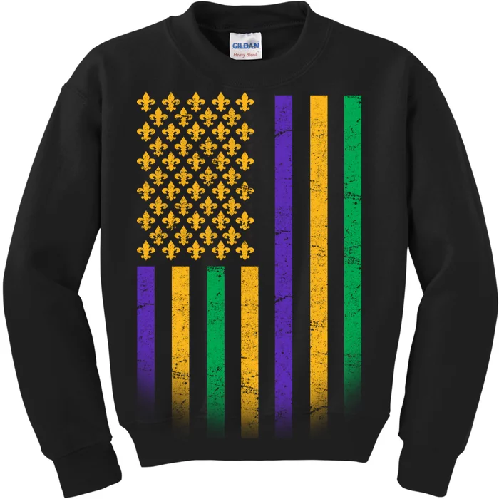 US Mardi Gras Flag Celebration Kids Sweatshirt