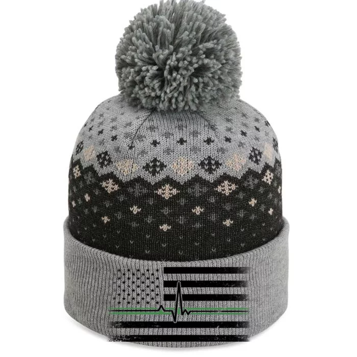 US Military Thin Line Flag The Baniff Cuffed Pom Beanie