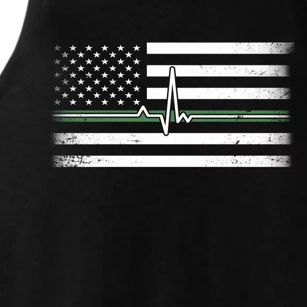 US Military Thin Line Flag Ladies Tri-Blend Wicking Tank