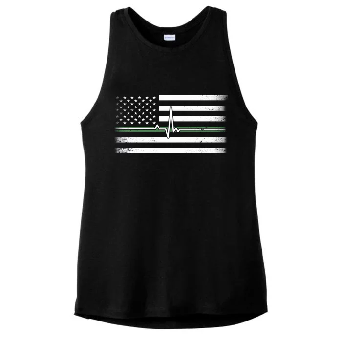 US Military Thin Line Flag Ladies Tri-Blend Wicking Tank