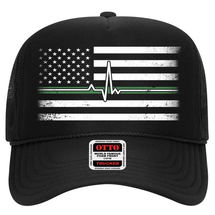 US Military Thin Line Flag High Crown Mesh Trucker Hat