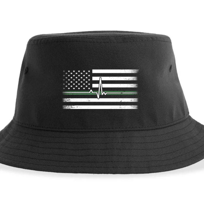 US Military Thin Line Flag Sustainable Bucket Hat