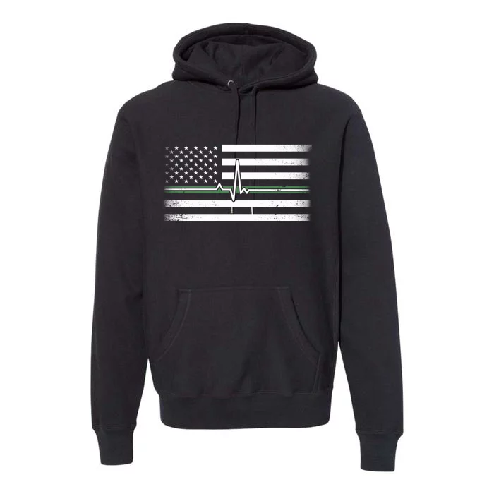 US Military Thin Line Flag Premium Hoodie