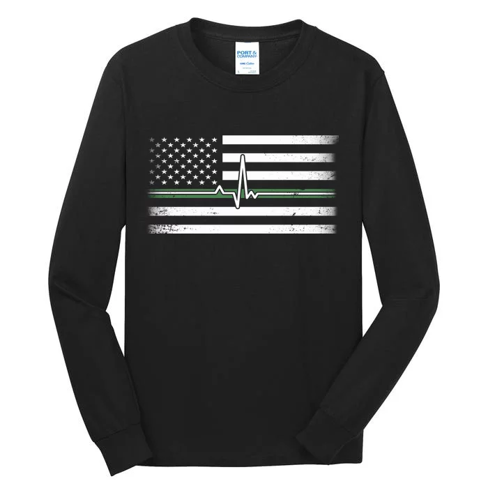 US Military Thin Line Flag Tall Long Sleeve T-Shirt