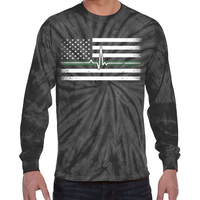 US Military Thin Line Flag Tie-Dye Long Sleeve Shirt