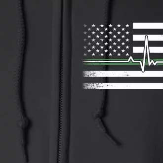 US Military Thin Line Flag Full Zip Hoodie