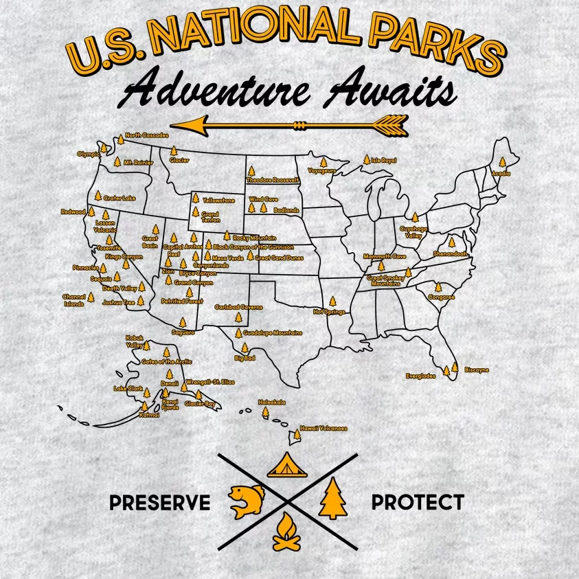 US National Parks Map Adventure Awaits Kids Sweatshirt