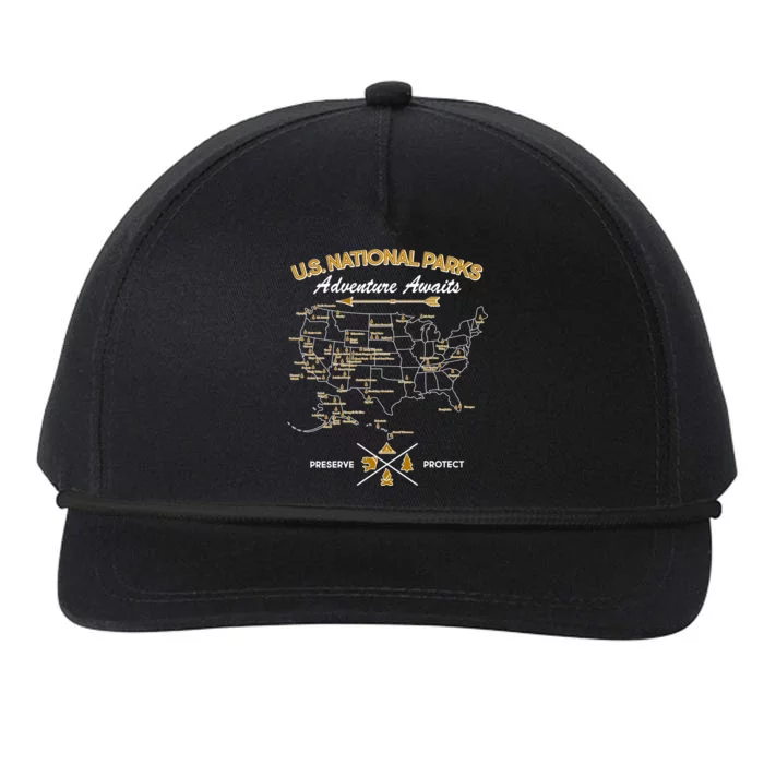 US National Parks Map Adventure Awaits Snapback Five-Panel Rope Hat