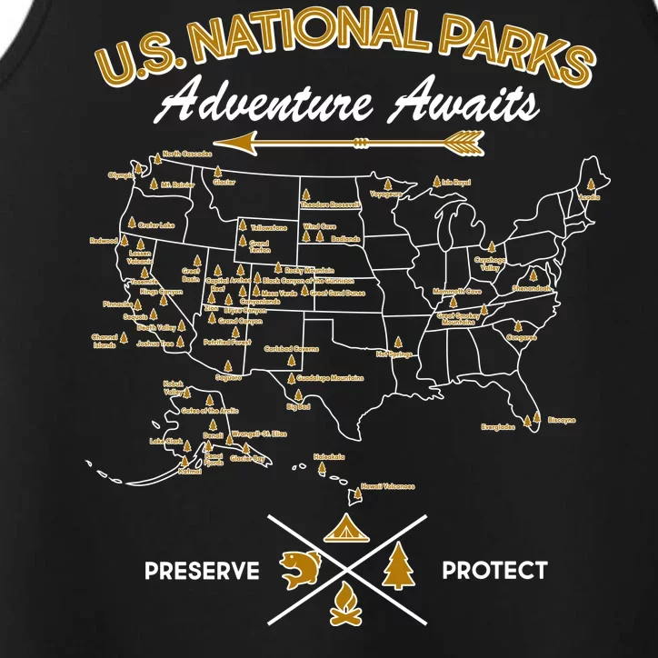 US National Parks Map Adventure Awaits Performance Tank