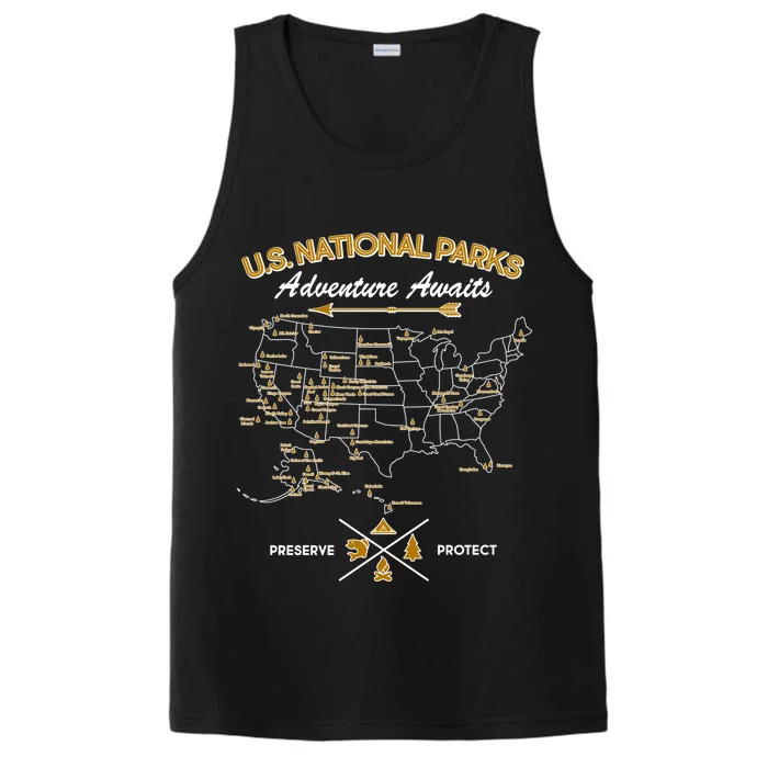 US National Parks Map Adventure Awaits Performance Tank