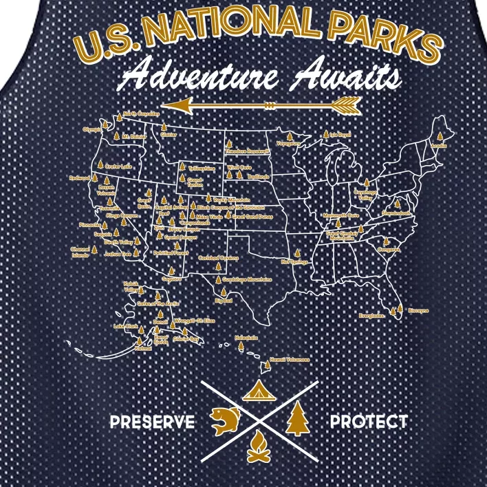 US National Parks Map Adventure Awaits Mesh Reversible Basketball Jersey Tank