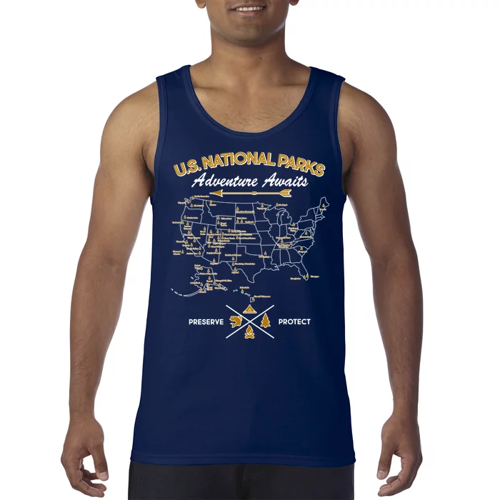 US National Parks Map Adventure Awaits Tank Top