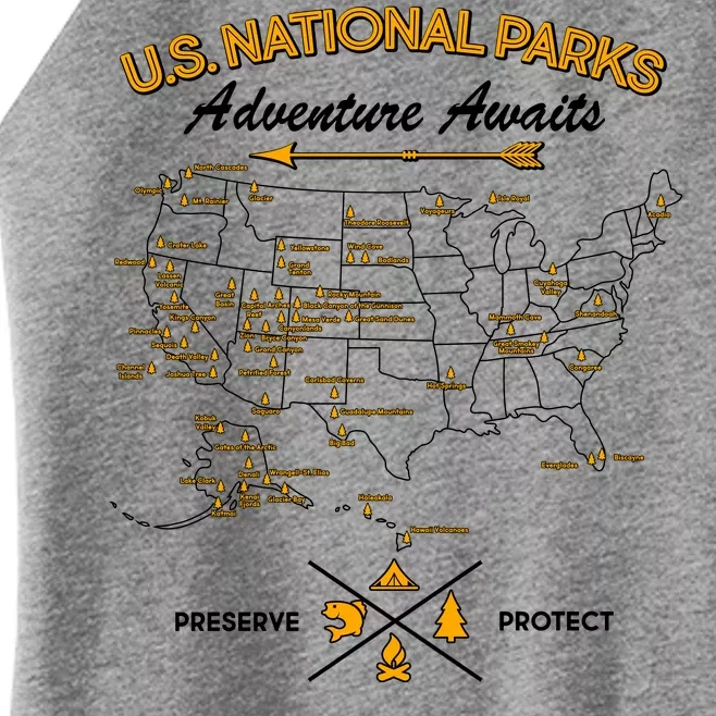 US National Parks Map Adventure Awaits Women’s Perfect Tri Rocker Tank