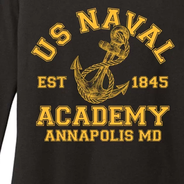 US NAVAL Est 1845 Academy Annapolis MD Womens CVC Long Sleeve Shirt