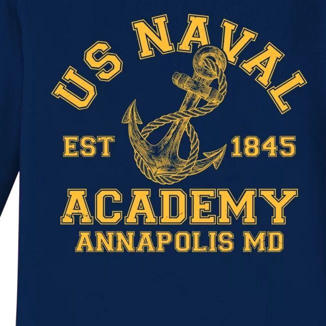 US NAVAL Est 1845 Academy Annapolis MD Baby Long Sleeve Bodysuit