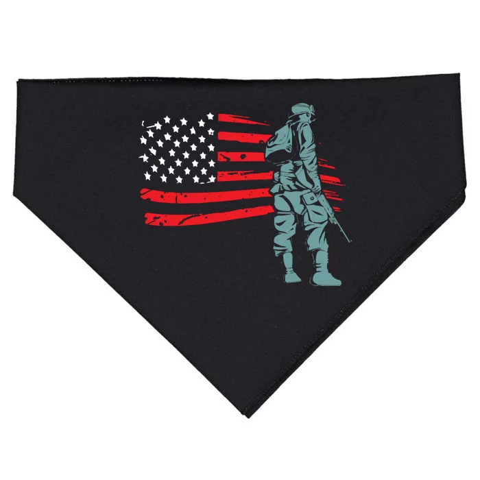 US Soldier American Flag USA-Made Doggie Bandana