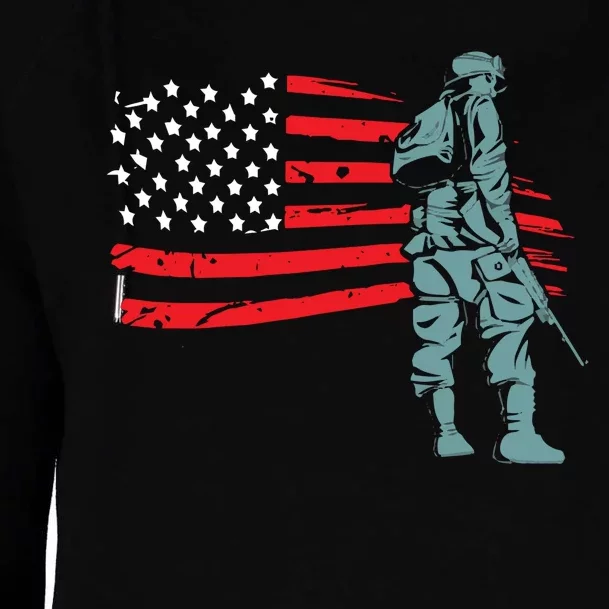 US Soldier American Flag Womens Funnel Neck Pullover Hood