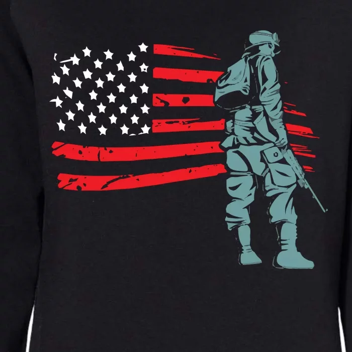 US Soldier American Flag Womens California Wash Sweatshirt