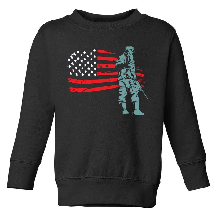 US Soldier American Flag Toddler Sweatshirt