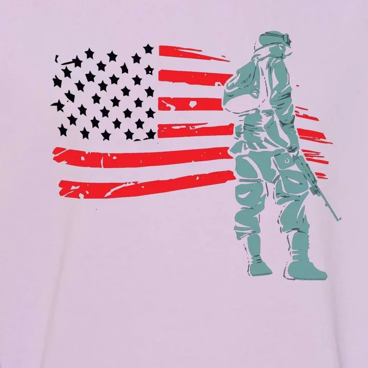 US Soldier American Flag Garment-Dyed Sweatshirt