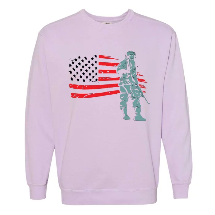 US Soldier American Flag Garment-Dyed Sweatshirt