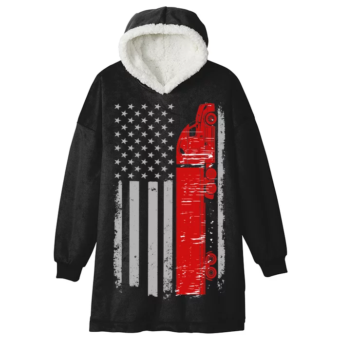 US Truck Driver USA Flag Hooded Wearable Blanket