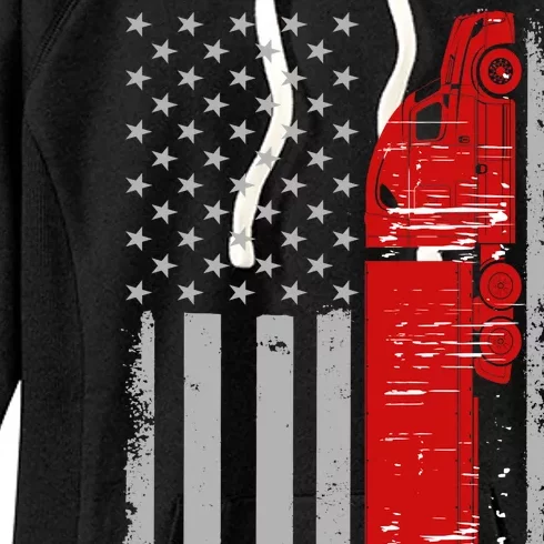 US Truck Driver USA Flag Women's Fleece Hoodie