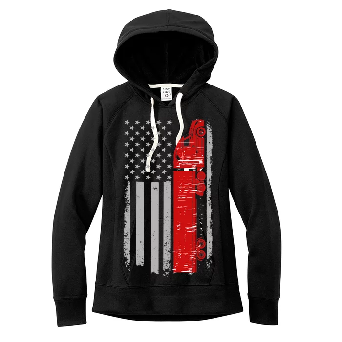 US Truck Driver USA Flag Women's Fleece Hoodie