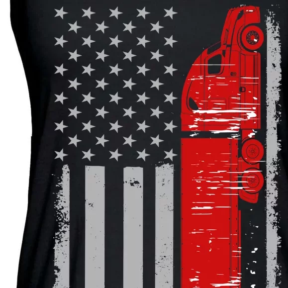 US Truck Driver USA Flag Ladies Essential Flowy Tank